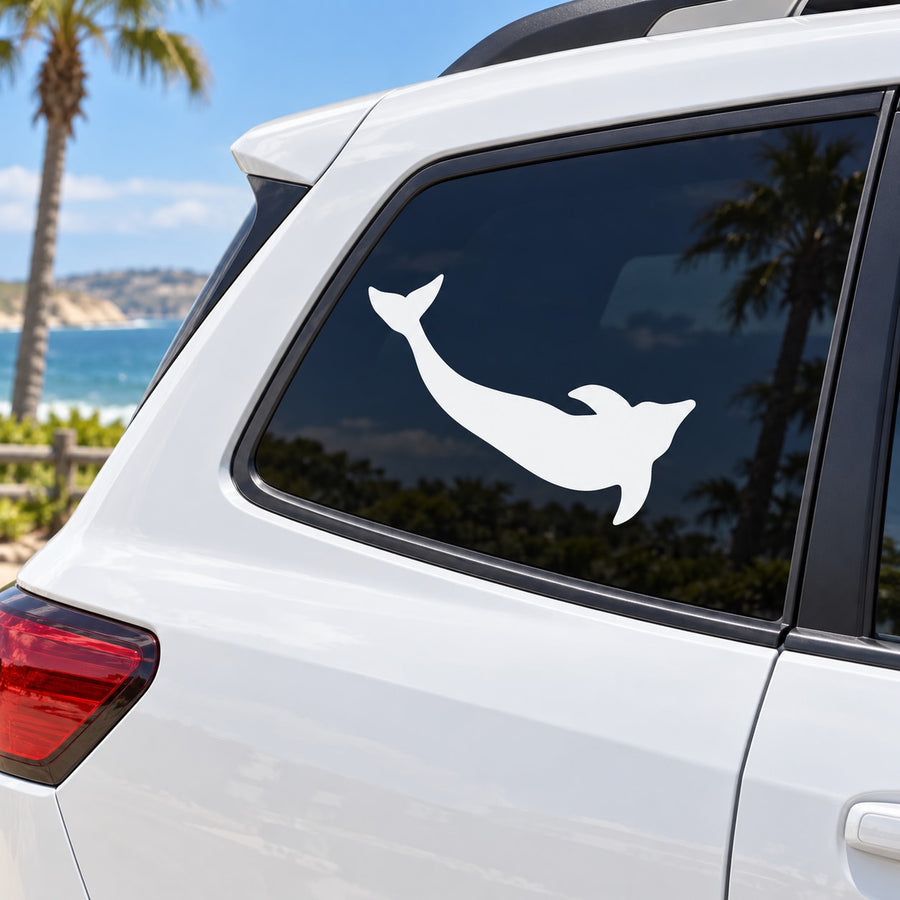 White dolphin sideways silhouette car window decal
