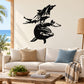 Dolphin scene wall decal with black splashing dolphin silhouette
