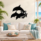 Black dolphin pod wall decal with three dolphins silhouettes