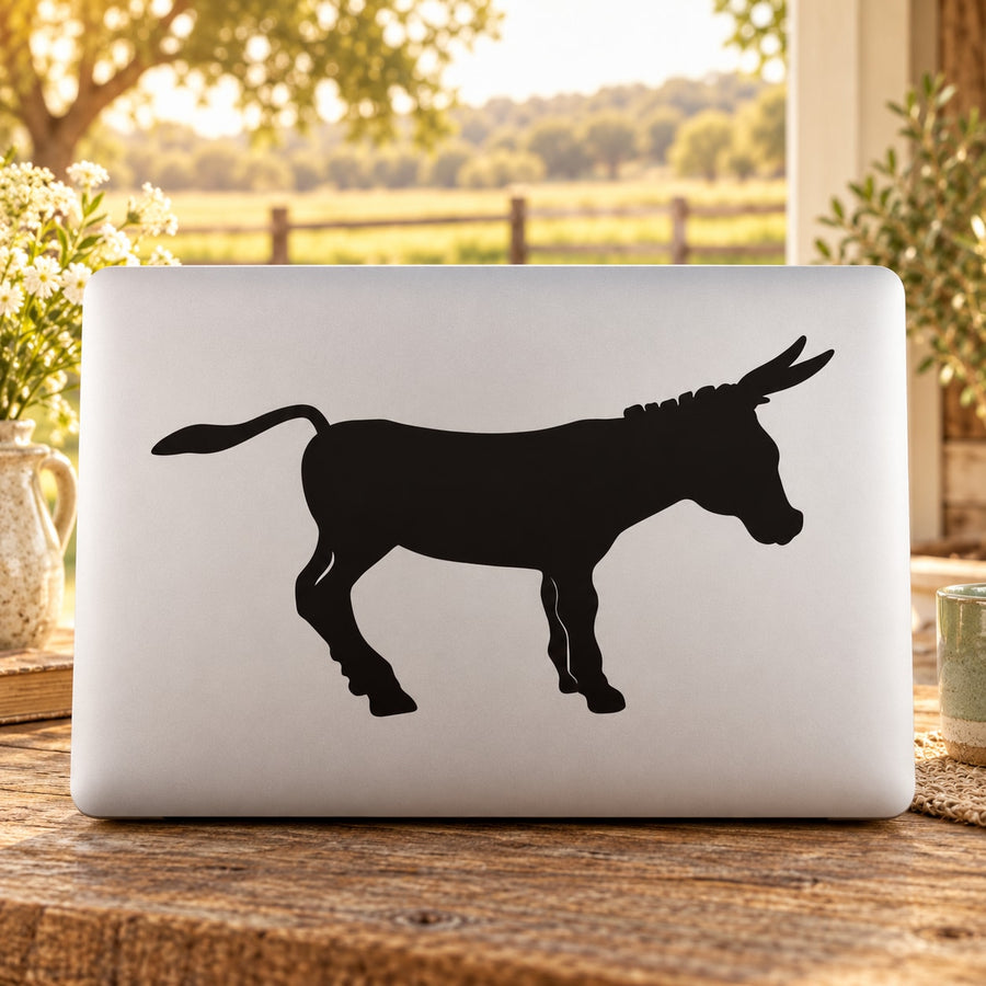 Alert donkey decal sticker with black donkey silhouette