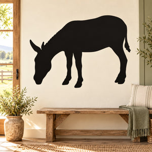 Grazing donkey wall decal with black silhouette