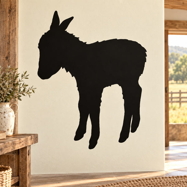 Black foal silhouette wall decal with standing donkey shape