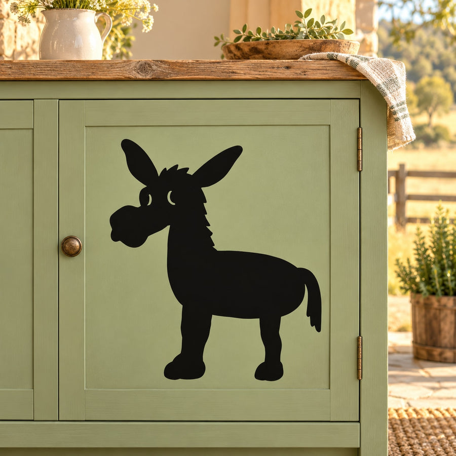 Kids donkey decal with black standing donkey silhouette