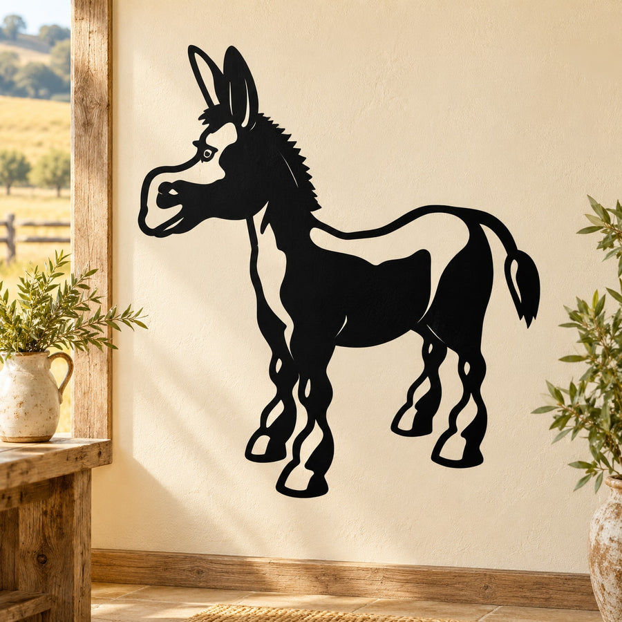 Cartoon donkey decal, black cartoon donkey silhouette