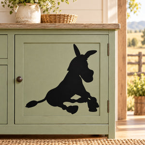 Black sitting donkey silhouette cartoon wall decal