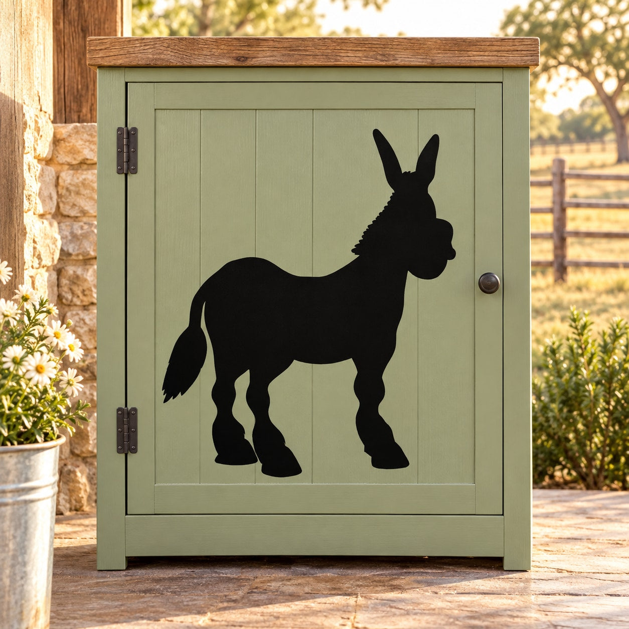 Black standing donkey silhouette decal