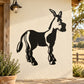 Donkey decal with a black silhouette, looking over its shoulder