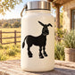 Standing donkey decal silhouette, black design on light surface