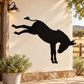 Black bucking donkey silhouette wall decal with legs raised