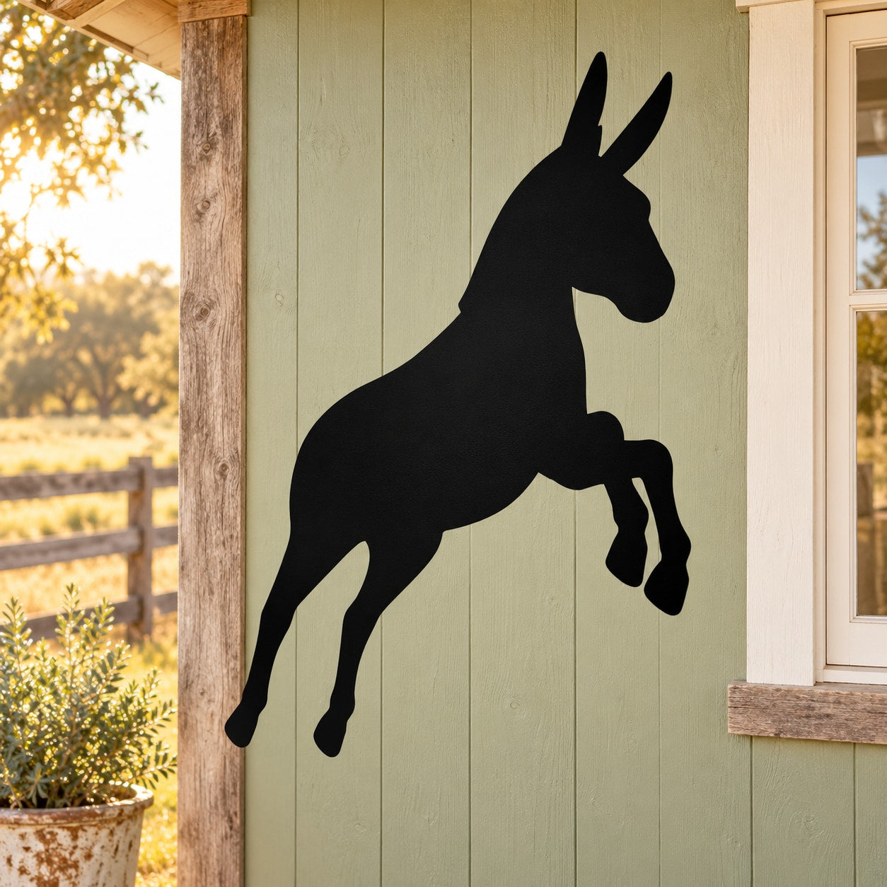 Black jumping donkey wall decal silhouette