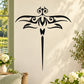 Black dragonfly wall decal with ornate wings and long pointed tail