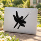 Black dragonfly perched on branch vinyl decal, single silhouette design