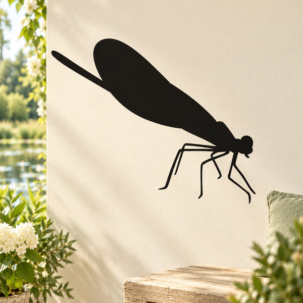 Black resting dragonfly wall decal sticker