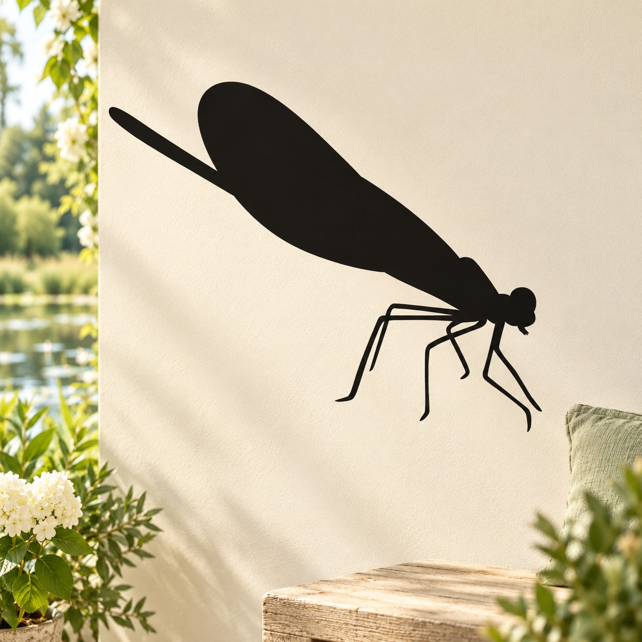 Black resting dragonfly wall decal sticker