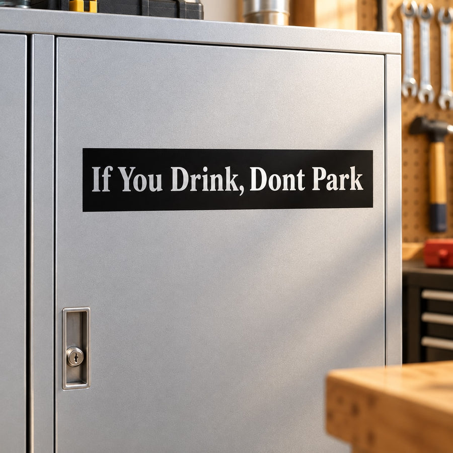 If You Drink, Dont Park vinyl decal with black text on white background