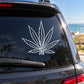 White pot leaf decal on car window glass