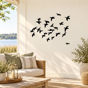 Scattered flock duck decal with black silhouette ducks
