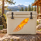 Eagle head flame sticker on a beige cooler lid