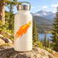 White bottle with orange eagle flame-burst sticker