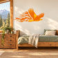 Eagle hovering sticker with orange fire trail design