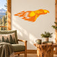 Flaming eagle sticker with orange and yellow winged design