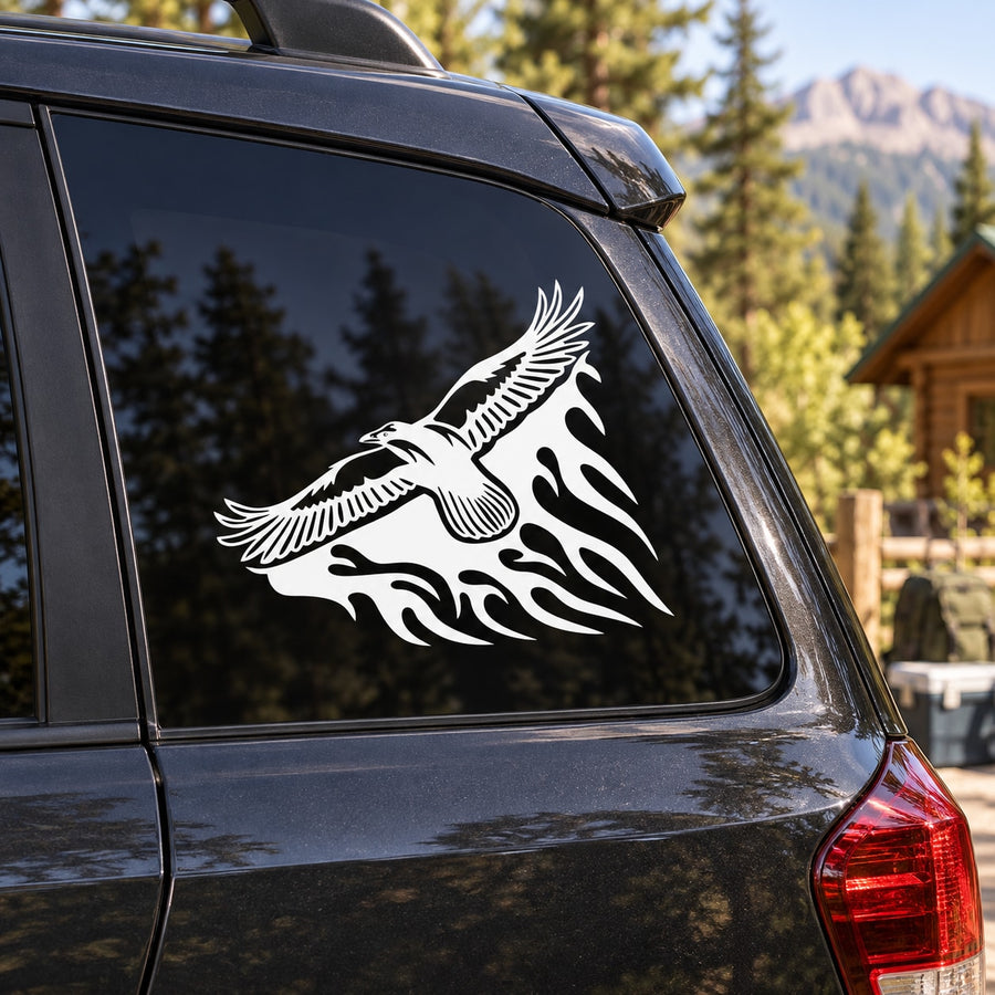 Flying eagle car window decal sticker in white