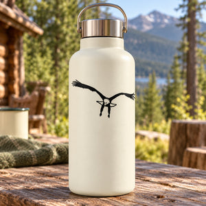 Matte light-cream bottle with black eagle hovering decal on front