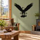 Black eagle chasing aircraft wall decal, wings spread with small plane below.