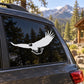White eagle decal on dark car window
