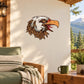 Eagle head sticker with detailed white and brown feathers and orange beak