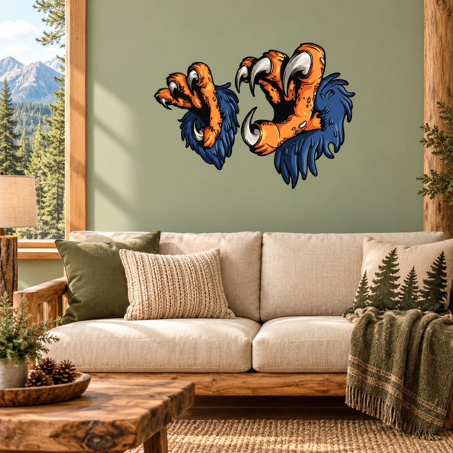 Eagle talons sticker with orange claws and blue feather accents