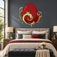 Red Easter egg wall decal with gold ornamental scroll and floral accents