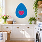 Blue teardrop Easter egg sticker with pink heart center