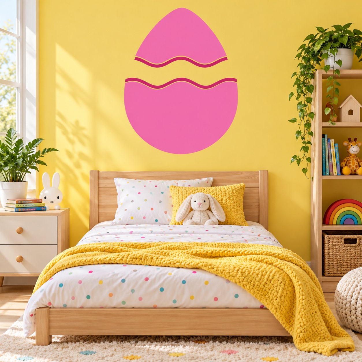 Pink Easter egg wavy crack printed die-cut wall decal