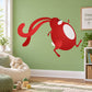 Red running bunny sticker with white belly and tail