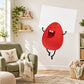 Easter egg character sign sticker, red cartoon egg with arms and legs on white