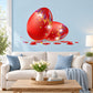 Sparkly Easter egg printed die-cut wall decal with two red eggs and glitter splatter