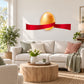 Decorative Easter egg wrapped ribbon sticker with red bow