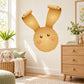 Easter bunny with curled ears sticker, tan face with whiskers and round eyes