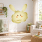 Yellow bunny-shaped puffy cloud sticker with rounded face and long ears