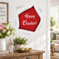 Red Easter tear sticker with torn white edges and 'Happy Easter!' text