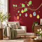 Easter egg and holly branch hanging wall decals, colorful die-cut set