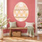 Easter egg flower wave pattern sticker with white, yellow, and orange floral scallops