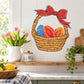 Easter egg basket wall decal with dyed eggs and red bow