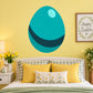 Teal Easter egg wall sticker with dark curved stripe and small white dot