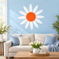 Orange daisy flower wall sticker with white petals and bold orange center