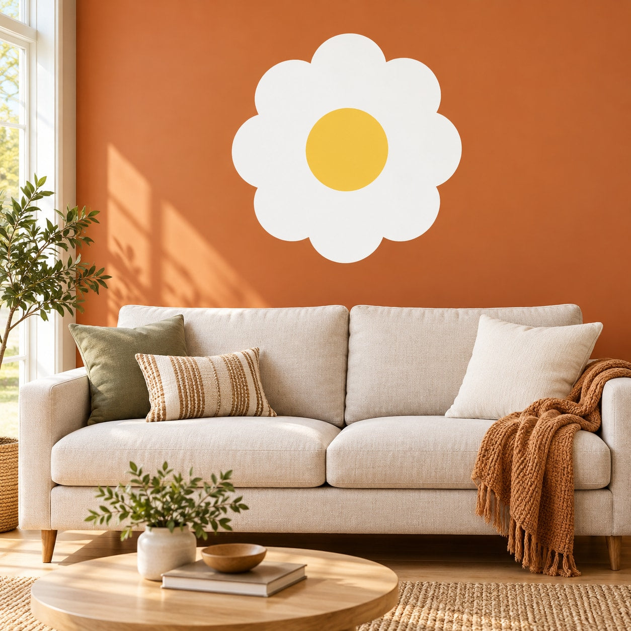 Easter flower sticker with white petals and yellow center daisy design
