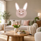 Easter bunny head wall sticker with smiling face and tall ears