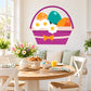 Easter egg basket printed die-cut wall decal, purple basket with eggs and gold bow