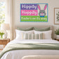 Easter die-cut decal with pink bunny and 'Easter's on its way' text